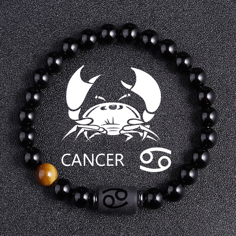 Twelve Constellation Black Glass Tiger-eye Bracelet - Image 3