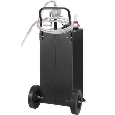 30 Gallon Gas Caddy, Fuel Storage Tank With Wheels, Portable Fuel Caddy With Manuel Transfer Pump, Gasoline Diesel Fuel Container For Cars, Lawn Mowers, ATVs, Boats, More, Black