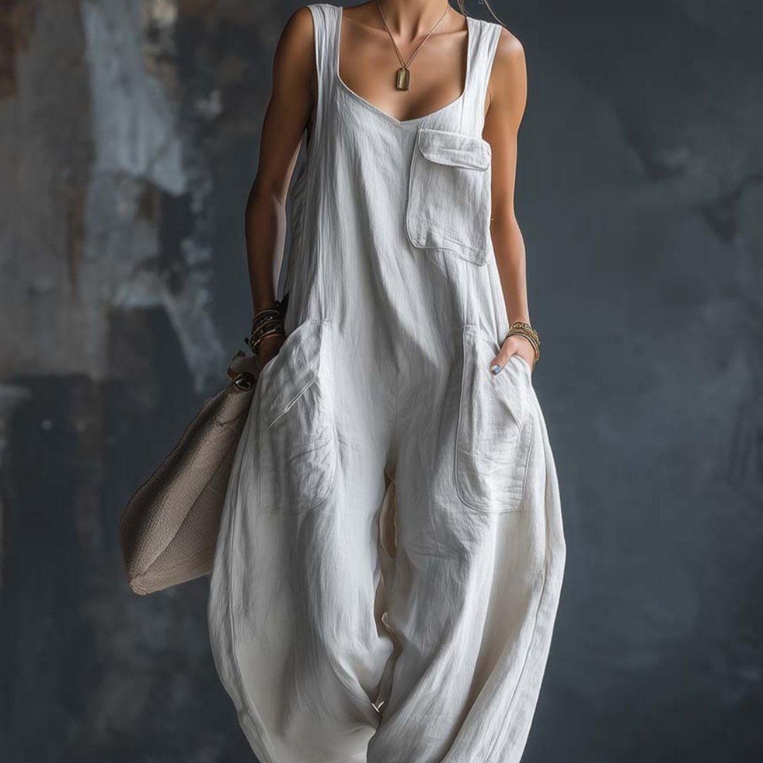 Women's Casual Versatile Solid Color Loose Jumpsuit