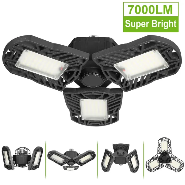 LED Garage Light, IMounTEK E26/E27 80W 7000LM 6500K Garage Ceiling Light Deformable Workshop Lamp LED Ceiling Light Bulbs - Image 2
