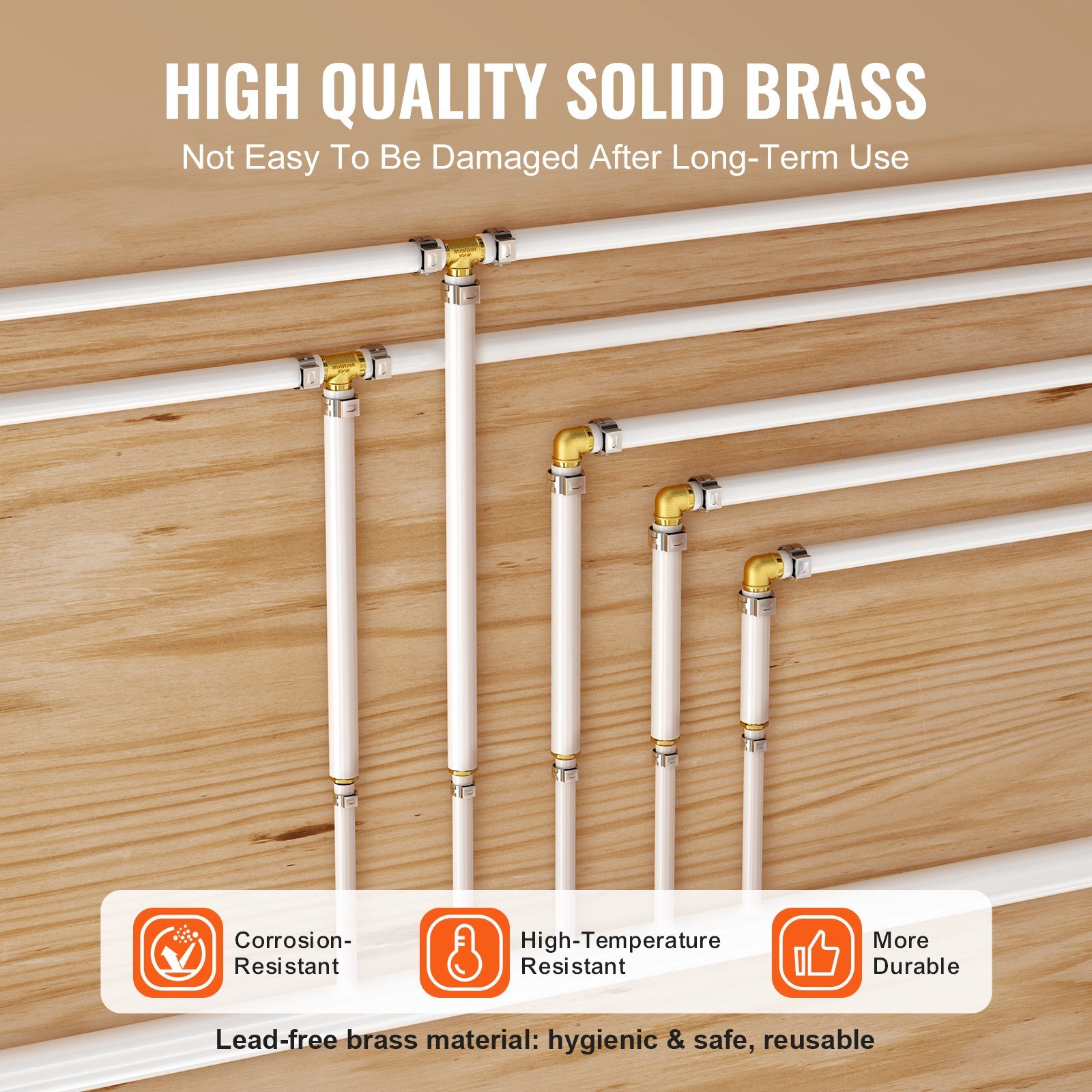 Pipe Fittings, 1/2" 25PCS Brass Pipe Fittings, Clamp-style 1/2 NPT External Thread Pipe Connector Brass Air Fittings, Plumbing Fittings NPT Adapter For Heating/Shower Systems, Water Pipes - Image 3