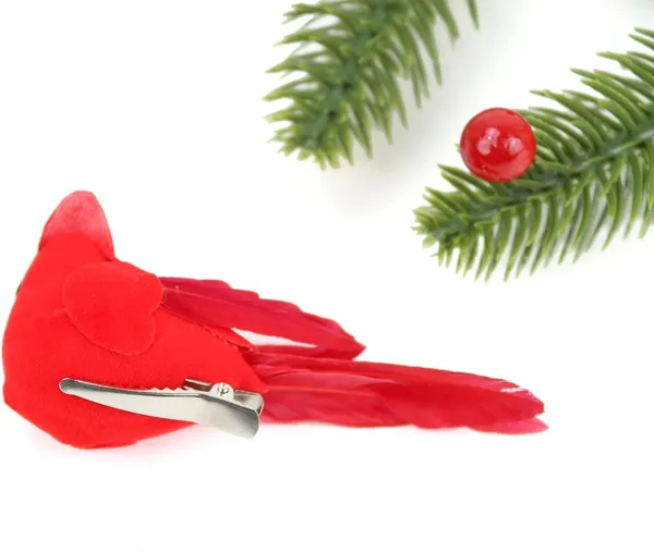12 Pcs Cardinal Birds For Crafts, Mini Cardinal Clip On Christmas Tree Ornaments Artificial Red Birds Decorations For Wreaths Centerpieces DIY Crafts, Red Velvet & Feathers - Image 2