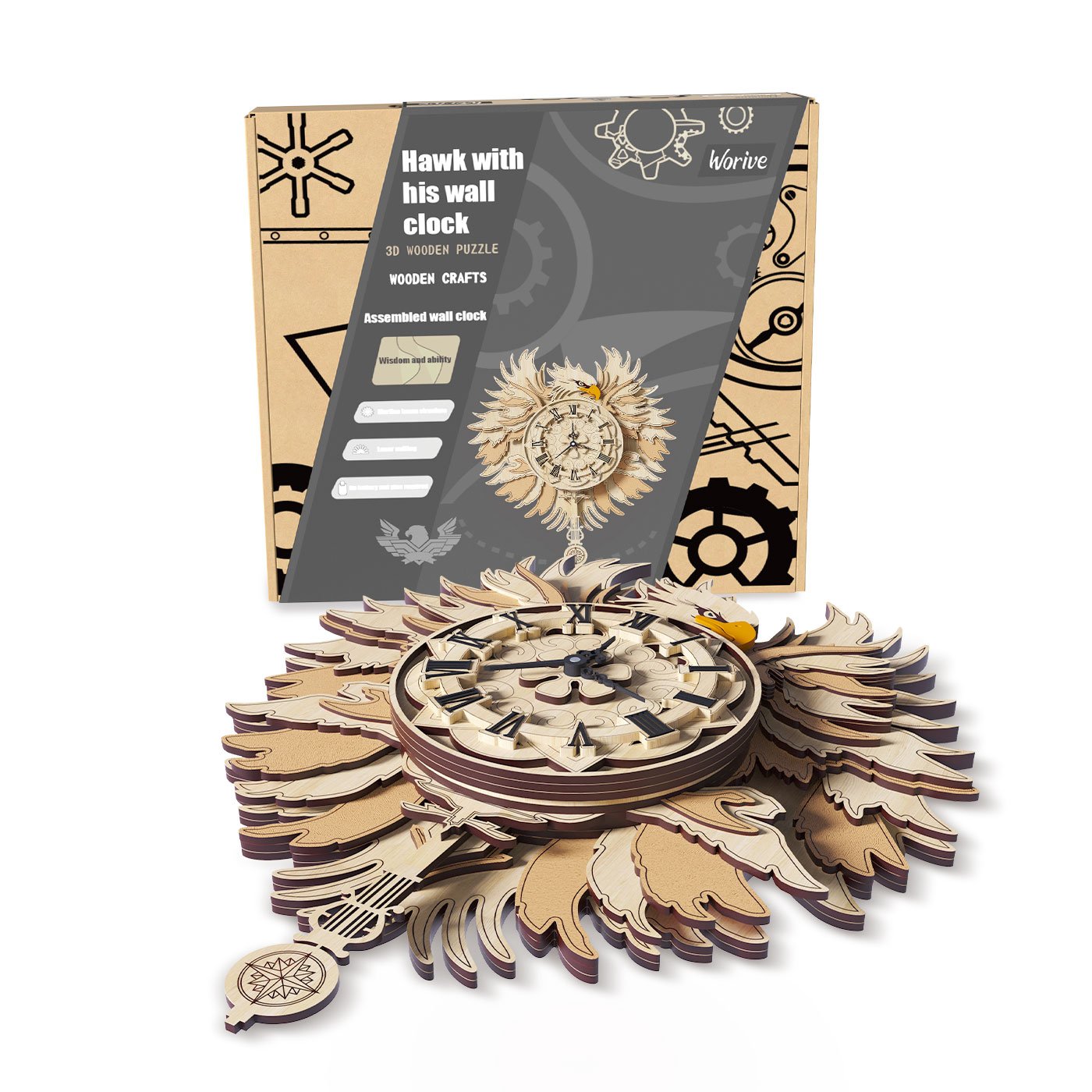 Home Fashion Minimalist Hawk With His Wall Clock Puzzle Toys - Image 2