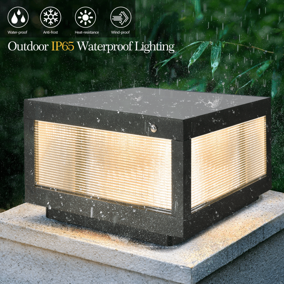 12inch Black Solar Powered LED Post Cap Light, Modern Outdoor LED Fence Light For Pathways, Decks, And Patios1-Pack - Image 6