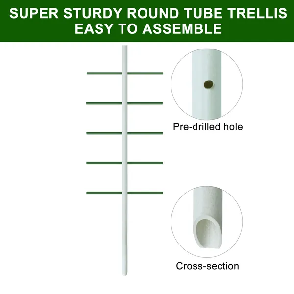 6ft*2ft 2PC White Round Tube Climbing Trellis, Stylish, Simple, Durable, And Creates A Beautiful Space Filled With Greenery. - Image 5