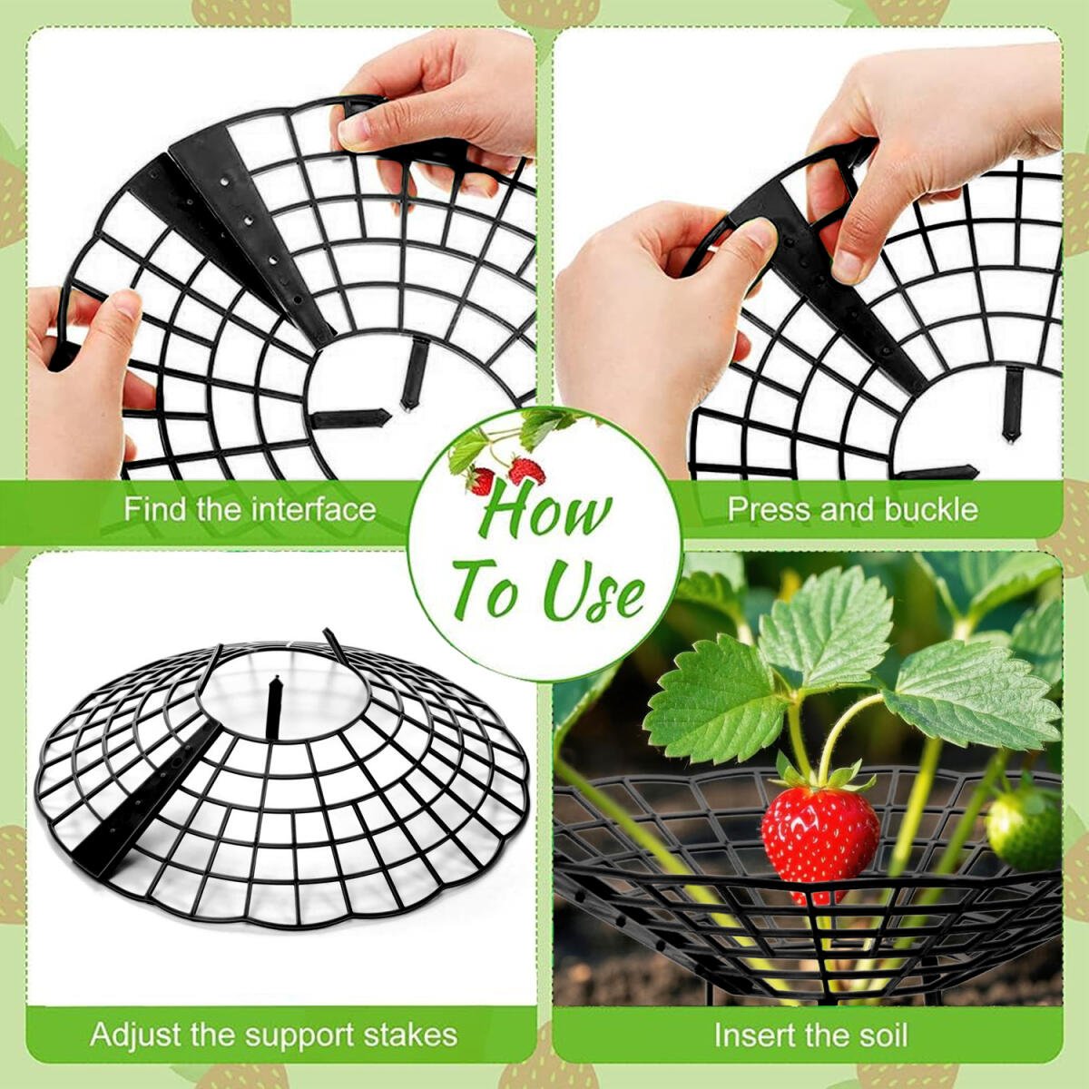 6Pcs Black Strawberry Planting Racks With 3 Fixed Support Legs For Garden Plant Care - Image 7
