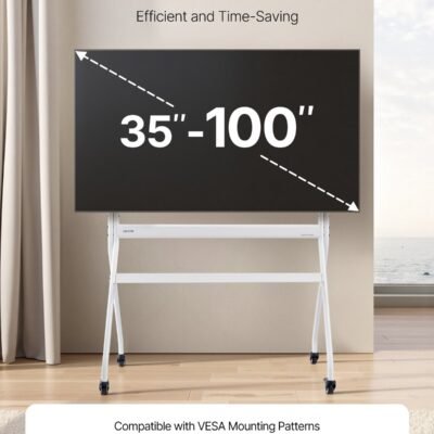 Rolling TV Stand, Mobile TV Cart For 35-100 Inch LED/LCD/OLED Flat/Curved TVs, Portable Monitor Stand With Wheels Hold Up To 198 Lbs For Living Room, Bedroom, Office, Outdoor, Max VESA 800x600mm