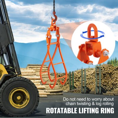 VEVOR Timber Claw Hook, 28 Inch 4 Claw Log Grapple For Logging Tongs, Swivel Steel Log Lifting Tongs, Eagle Claws Design With 2205 Lbs Loading Capacity For Tractors, ATVs, Trucks, Forklifts