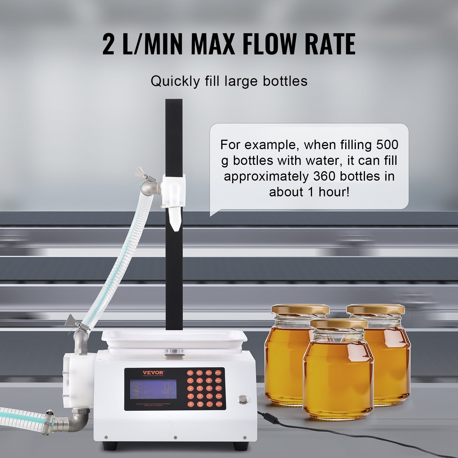 Liquid Filling Machine, 50-5000 G Weighing Capacity, Automatic Bottle Filler Machine Bottling Machine Gear Pump Digital Control For Honey, Oil, Wine, Detergent, Viscous Liquids (Single Nozzle) - Image 3