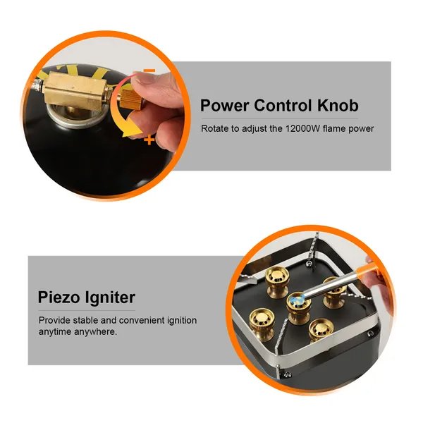 12000W Portable Camping Stove With Cassette Adapter Windproof Outdoor Backpacking Burner With Carrying Case Igniter For Outdoor Hiking Camping Picnic Backpacking - Image 5