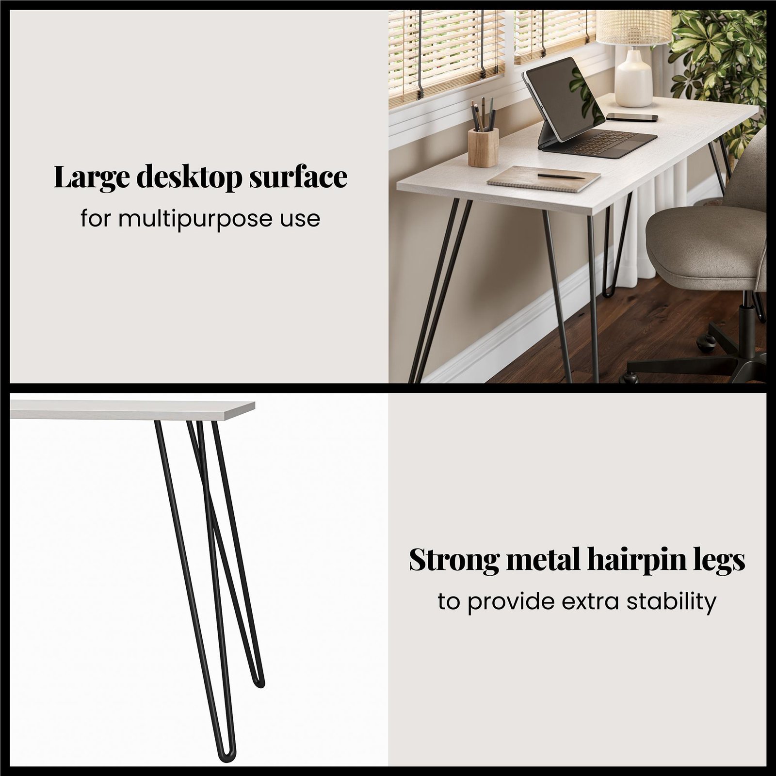 Writing Desk With Black Hairpin Metal Leg - Image 2