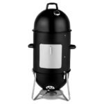 Vertical Steel Charcoal Smoker, Heavy Duty Three Layer Round BBQ Grill Smokey Mountain Cooker For Outdoor Cooking, Black   SAME AS 60608693