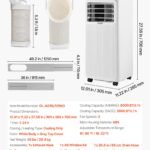 Portable Air Conditioner, 8000 BTU ASHRAE (5000 BTU SACC) 3-in-1 Standing Cooling Ac Unit, With LED Touch Panel & Remote Control, 24h Timer, Cooling, Dehumidifier, Fan For Room Indoor, White