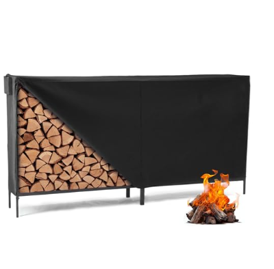 8-foot Heavy-duty Woodpile Storage Rack With A Lid And Zipper For Storing Firewood
