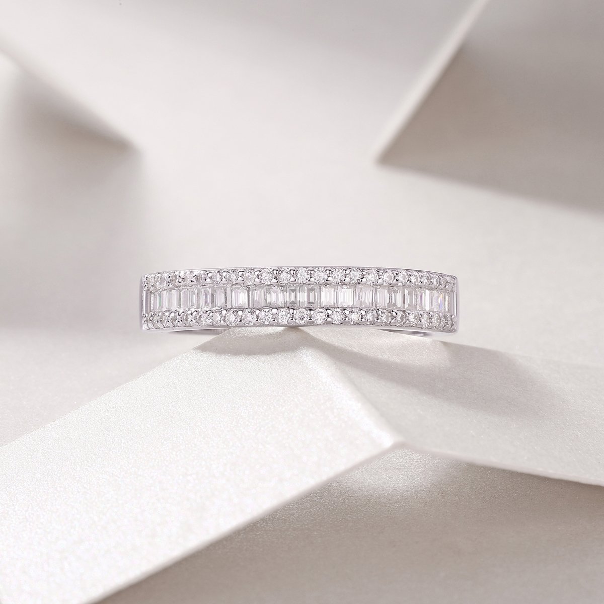 1Arrange The Square Diamond Ring Luxury Fashion Moissanite Silver Ring Prohibit Tk Sales