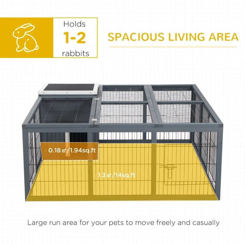 Rabbit Hutch, Waterproof Rabbit House For Small Animals, Gray - Image 3