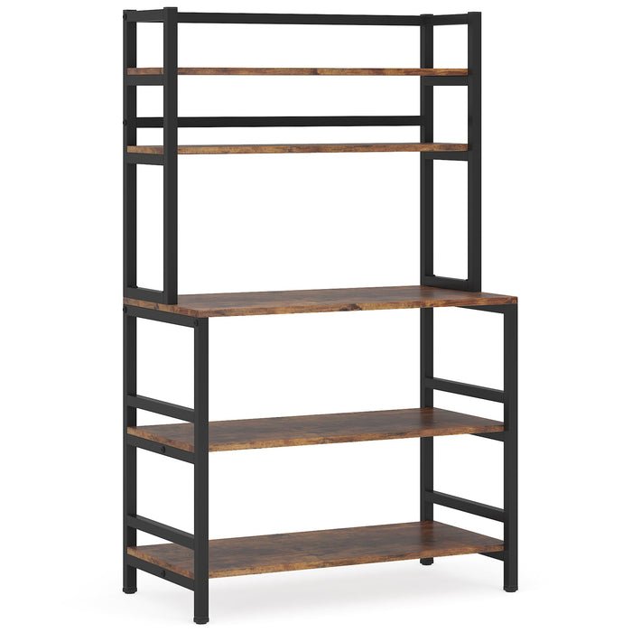 Industrial 5-Tier Kitchen Bakers Rack Free Standing Rustic Brown - Image 5