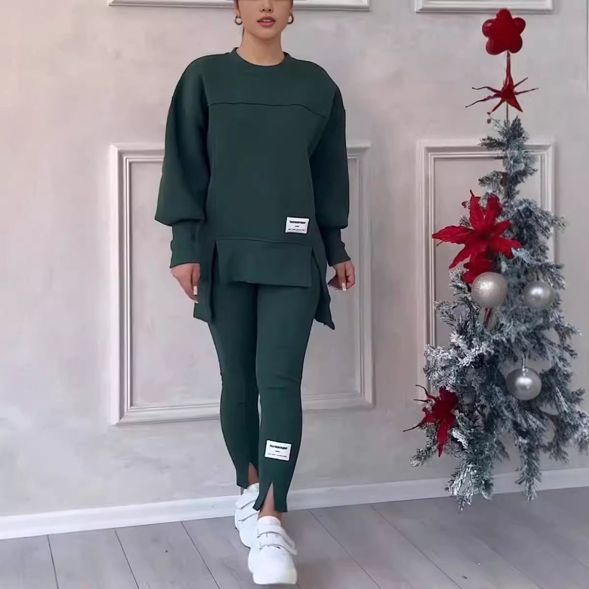Women's Long-sleeved Printed Sweater Leggings Suit - Image 2