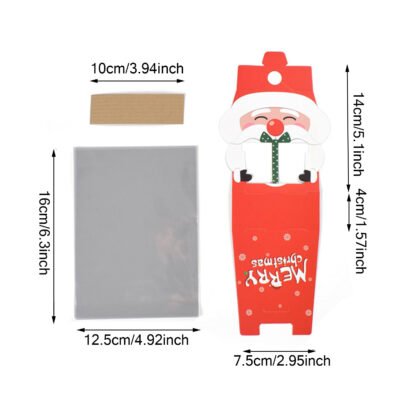 3D Christmas Goody Gift Boxes With Transparent Bags For Holiday Xmas Goodie Paper Boxes, School Classroom Party Favor Supply, Santa Claus Design Candy Treat Cardboard Cookie Box For Xmas G