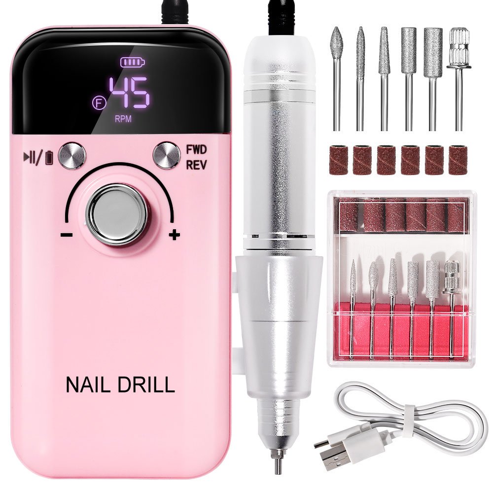 Electric Nail Drill Professional 45000RPM - Rechargeable Nail Drill Kit Portable Electric Nail File With Complete Bits For Acrylic Nails Gel Polishing Removing - Image 10