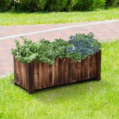 48" X 20" X 18" Raised Garden Bed, Raised Planter Box, Wooden Planter Raised Bed With Drainage Gaps & Lightweight Build, Natural Wood