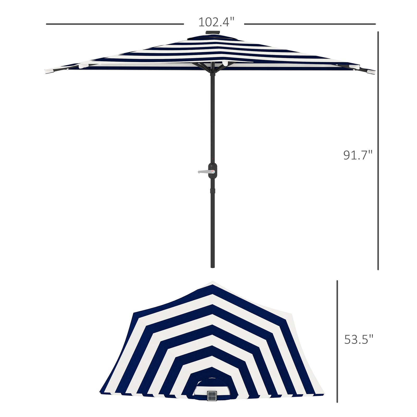 Half Umbrella Outdoor Patio Umbrella, UPF 30+ Small Balcony Umbrella, Vented Half Patio Umbrella With Crank 8 Ribs, Porch Umbrella For Garden Deck Poolside, Navy Blue - Image 2