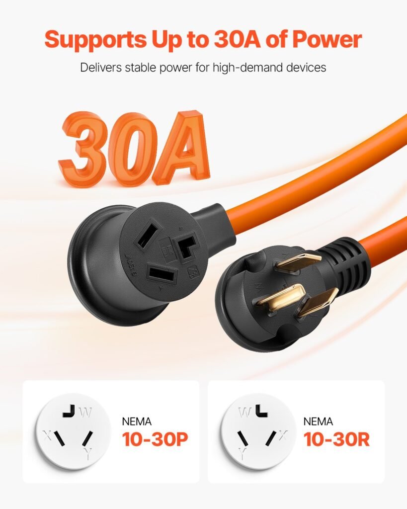 10 Ft Dryer Extension Cord 3-Prong NEMA 10-30P To 10-30R Dryer Cord 30A —