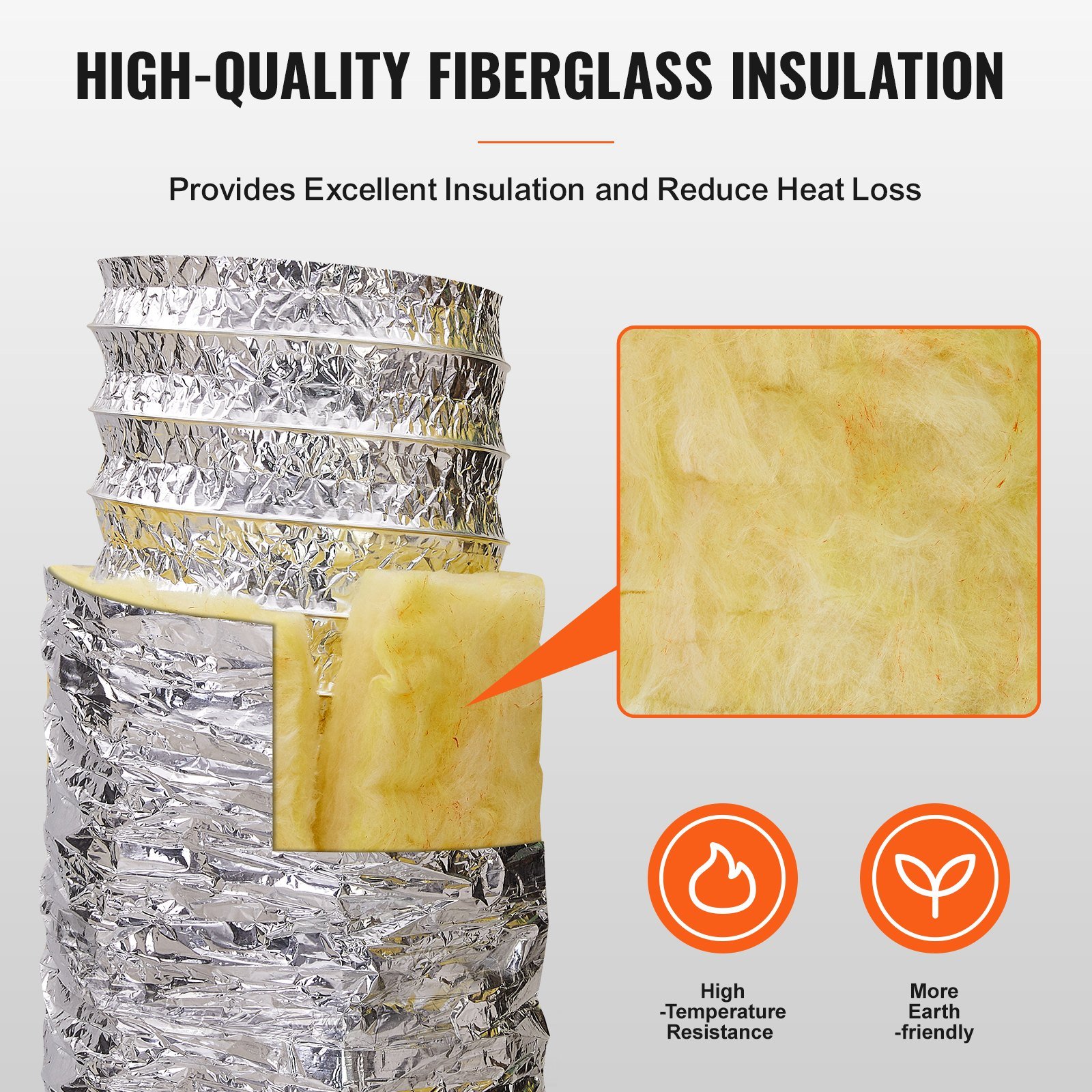 Dryer Vent Hose, 5'' Insulated Flexible Duct 25FT Long With 2 Duct Clamps, Heavy-Duty Three Layer Protection For HVAC Heating Cooling Ventilation And Exhaust, R-4.2 Flame Resistance Value - Image 2