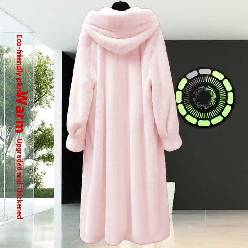 Loose Plus Size Long Leopard Print Fur Coat - Image 16
