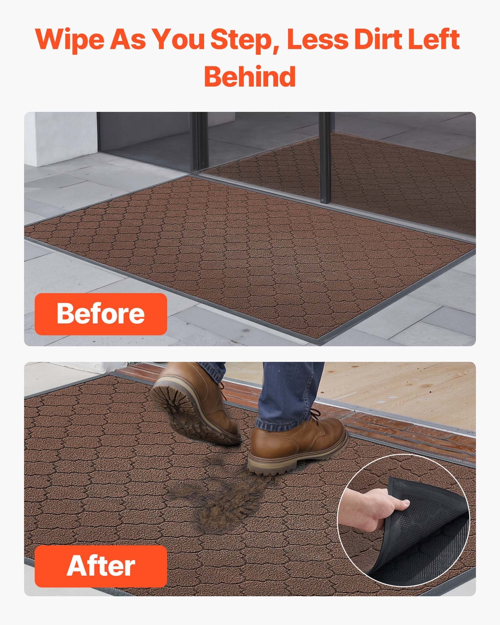 Front Door Mat, 47 X 35 In Commercial Floor Mat For Indoor And Outdoor, Modern Stylish Carpet With TPE Backing, Heavy Duty Washable Entry Industrial Rug For Hallway, Balcony, Garage, Brown - Image 5