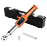 Digital Torque Wrench, 3/8 Inch Drive, 0-99.57 Lbf-ft / 0-135 N.m, 72-Tooth, ±2% High Accuracy Electronic Torque Wrench With Preset Value, Buzzer And LED Notification, For Automotive Motorcycle