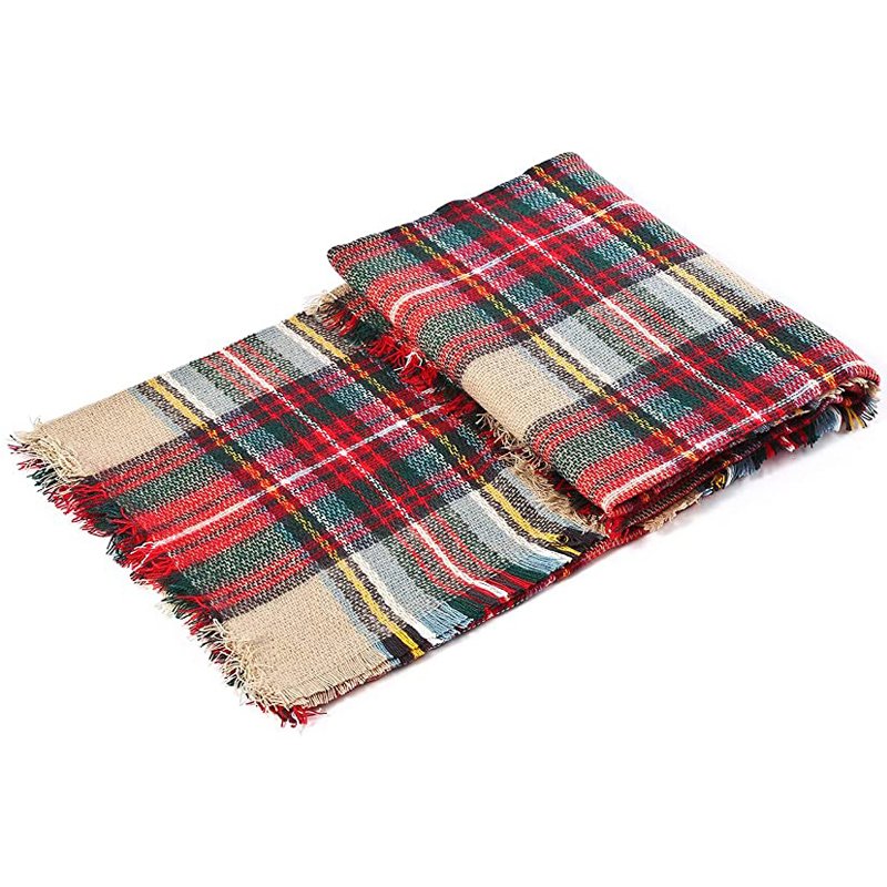 59 X 59in Women Scarf Plaid Tassel Soft Warm Blanket Scarves Womens Shawl Wrap - Image 4