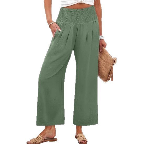 Springautumn Solid-color Womens Cropped High-waist Pants - Image 4