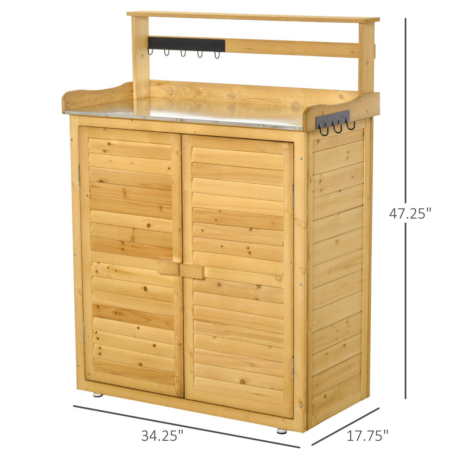 Backyard Garden Tool Storage Shed, Outdoor Storage & Potting Bench With 2 Magnetic Close Doors & Large Interior Storage Space - Image 2