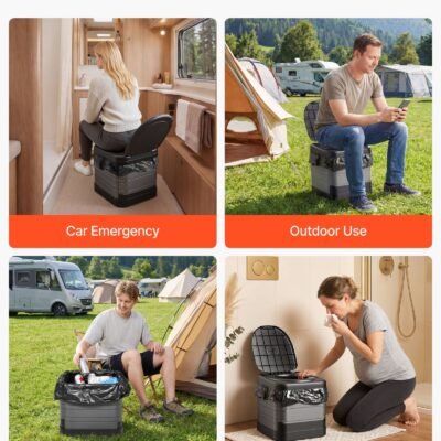 Portable Toilet, 330 Lbs Load Capacity, Folding Camping Toilet For Adults, Outdoor Travel Potty With Carry Bag, Trash Bags, Suitable For Home Use, RV Travel, Camping, Hiking, Boating, Car, Trips