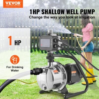 Shallow WellPump Portable JetPump Auto Controller 1HP 1200GPH 164ft