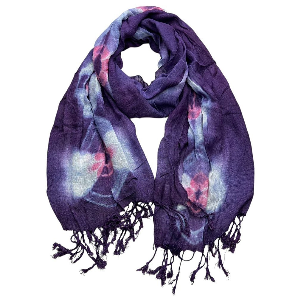 2pcs Lilac Purple Floral Tassel Trim Scarf,offers Graceful Movement Flowy Boho Scarf,vacation,daily Life,evening Party,Office Appropriate Subtlety For Women Men - Image 2