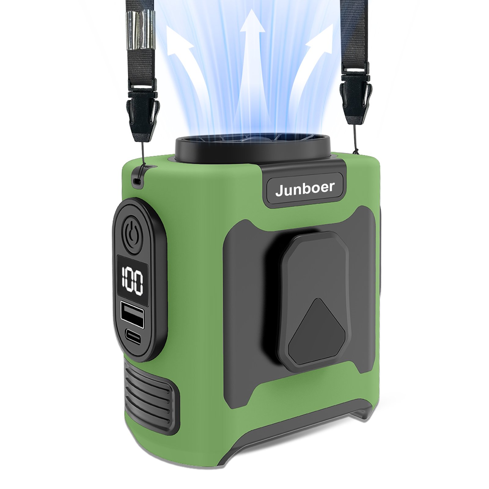16, 000 Rpm 10000mAh Portable Waist Fan, Clamp On Wearable Belt Personal Fan, Rechargeable Battery Powered, With 5 Speed Levels And Flashlight, Suitable For Outdoor Camping And Travel Army Green - Image 8