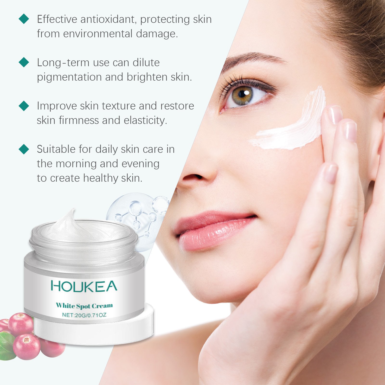 Houkea Moisturizing Cream Moisturizes And Elevates Facial Skin Daily Skin Care Moisturizing, Brightening, Smoothing And Firming Cream - Image 4