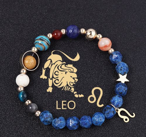 Twelve Constellations Bracelets Natural Stone Cut Surface Hemp Stone Eight Planets - Image 2