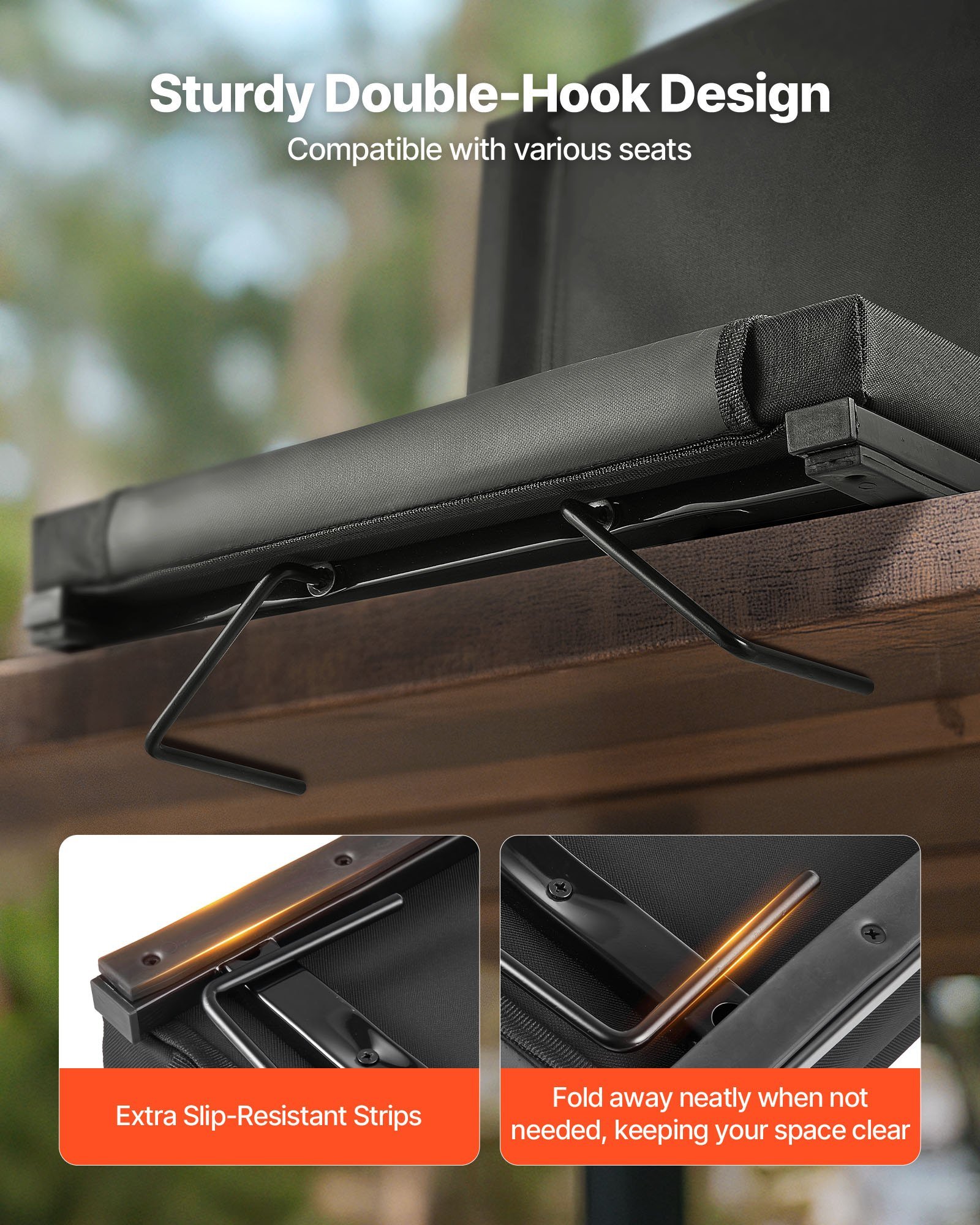 Stadium Seat, Folding Bleacher Chair With Back Support And Thick Cushion, Padded Stadium Seat For Bleacher Includes Shoulder Strap, Hooks, Cup Holder, And Side Pocket, Black Bleachers Chair - Image 5