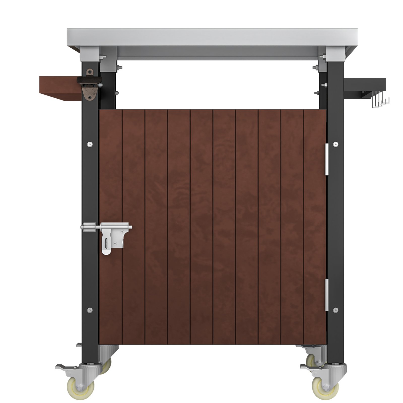 Outdoor Grill Cart With Stainless Steel Tabletop, Storage, Patio Kitchen Island With Wheels, Hooks, And Spice Rack, Waterproof Outdoor Grill Table, Movable BBQ Serving Cart Rolling Bar Cart - Image 10