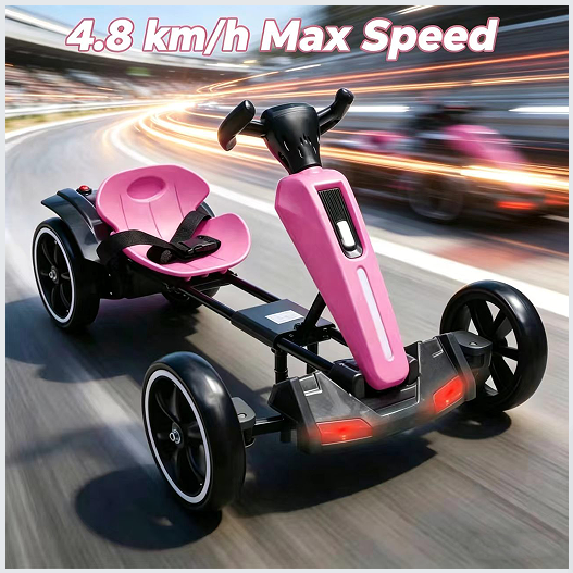 12V Electric Kids Pedal Go Kart, Folder Go Kart, Outdoor Ride On Toy With Adjustable Seat, 4 Non-Slip EVA Wheels For Boys And Girls For Age 3-6 Years Old - Image 8