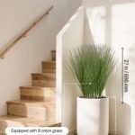 Artificial Grass Plant, 27 Inch Faux Onion Grass Fake Greenery Shrubs Plant, Premium PVC For Indoor Outdoor House Home Garden Office Room Décor, Housewarming, 8 Pack Green