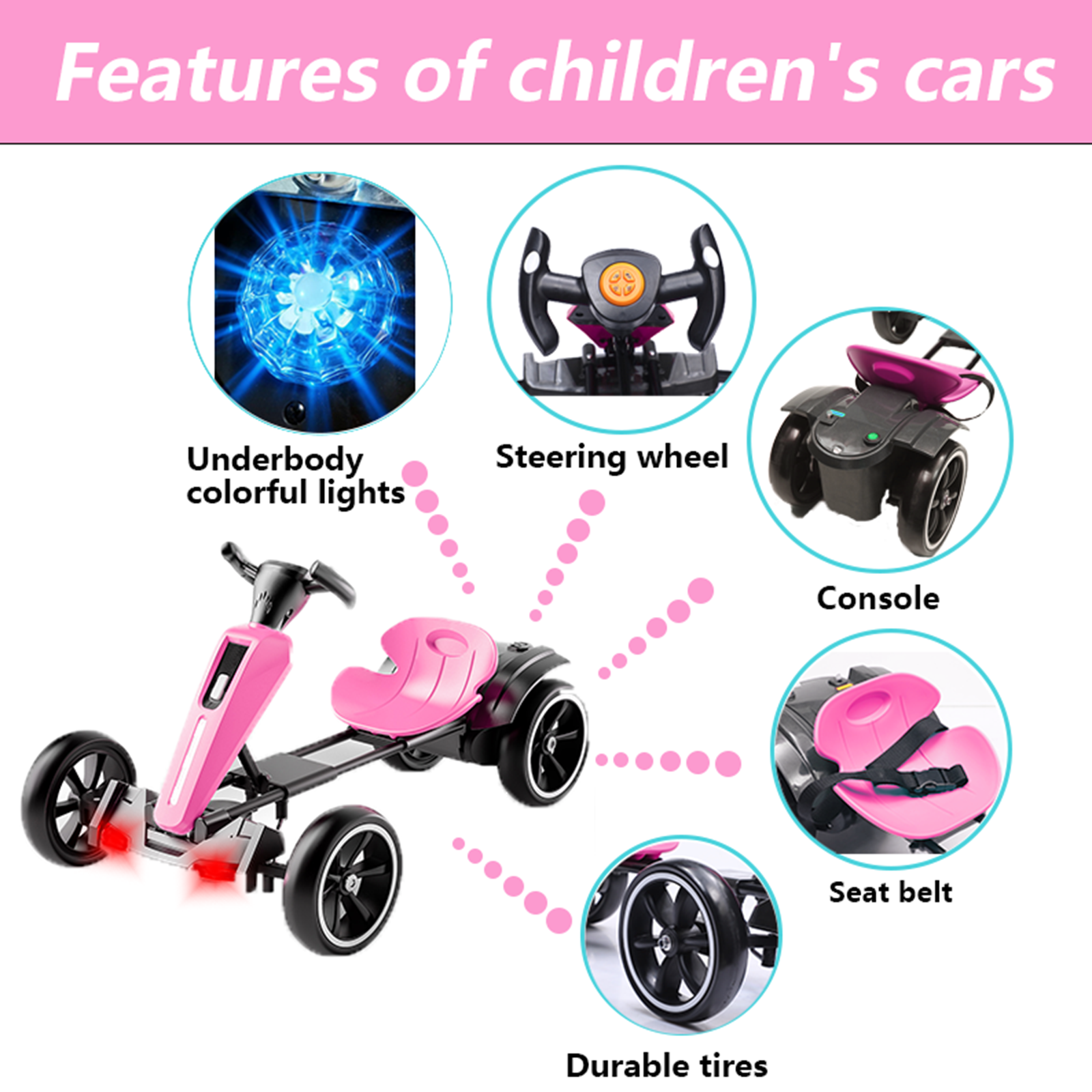 12V Electric Kids Pedal Go Kart, Folder Go Kart, Outdoor Ride On Toy With Adjustable Seat, 4 Non-Slip EVA Wheels For Boys And Girls For Age 3-6 Years Old - Image 13