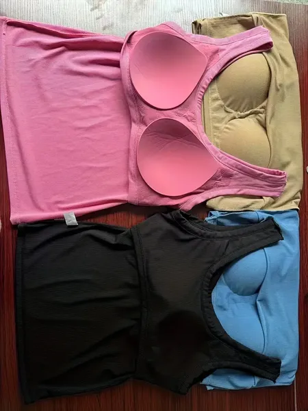Ladies' Vest With Threaded Wide Shoulders, Comfortable And Seamless, With Built-in Chest Pads, Suitable For Wearing As An Inner Layer Or Outer Layer, And A Beautiful Back Design, - Image 2