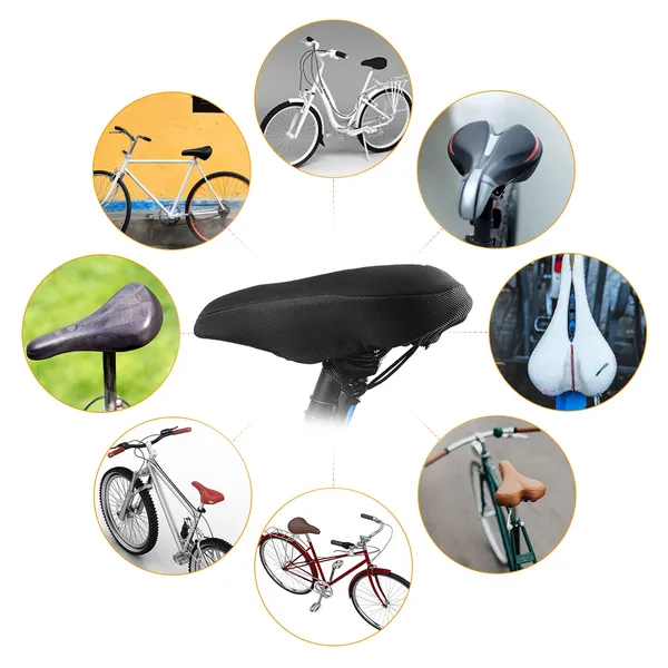 Bike Seat Cover Anti-Slip Comfortable Bicycle Padded Saddle Cover Wear Resistant Soft Gel Cushion - Image 3