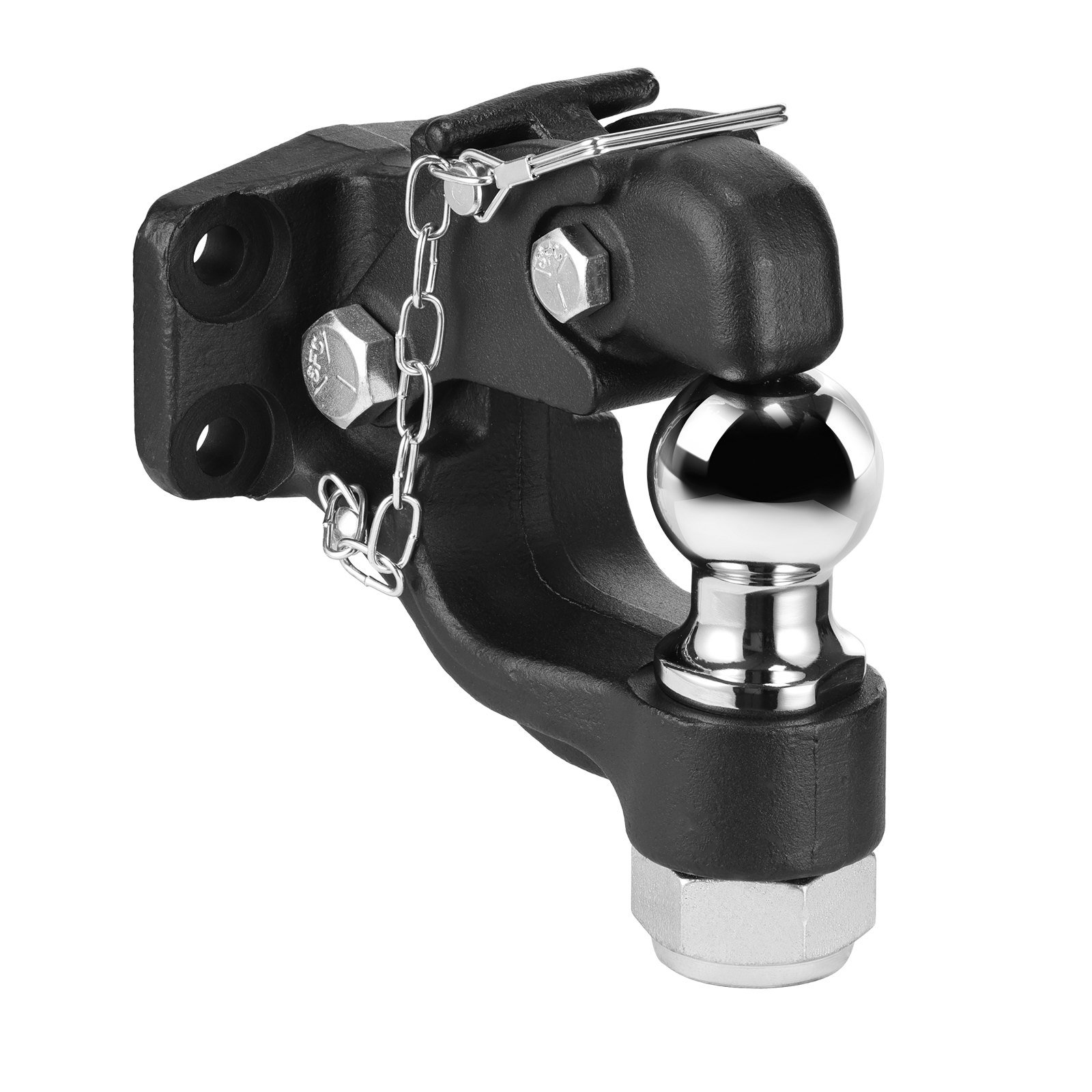 Pintle Hitch Combination 2' Hitch Ball For 2.5' To 3' Lunette Ring 20000 Lbs