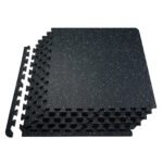 0.56 Inch Thick Gym Floor Mats, 6 Tiles Rubber Top With EVA Foam, 25" X 25" Gym Flooring Workout Mats With 25 Sq.ft Coverage, Interlocking Puzzle Gym Mats For Gym, Home, Garage, Black & White