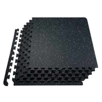 0.56 Inch Thick Gym Floor Mats, 6 Tiles Rubber Top With EVA Foam, 25" X 25" Gym Flooring Workout Mats With 25 Sq.ft Coverage, Interlocking Puzzle Gym Mats For Gym, Home, Garage, Black & White